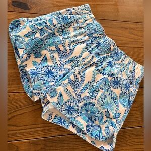 Lilly Pulitzer Kyler Knit Shorts in the Turquoise Oasis Shell Me You Love Me